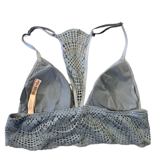 VICTORIA’S SECRET Lace Triangle Boho Racerback Bralette Baby Blue medium - Picture 3 of 5